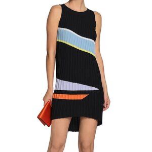 Raoul Women's Ribbed Cotton-Blend Mini Black Dress in size Large NWT MSRP $715